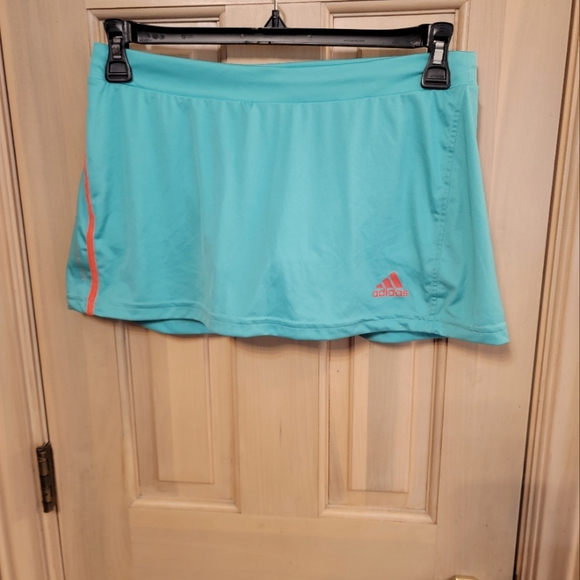 adidas Dresses & Skirts - Misses sz M Adidas Athletic skirt Skort Teal blue green with orange stripe